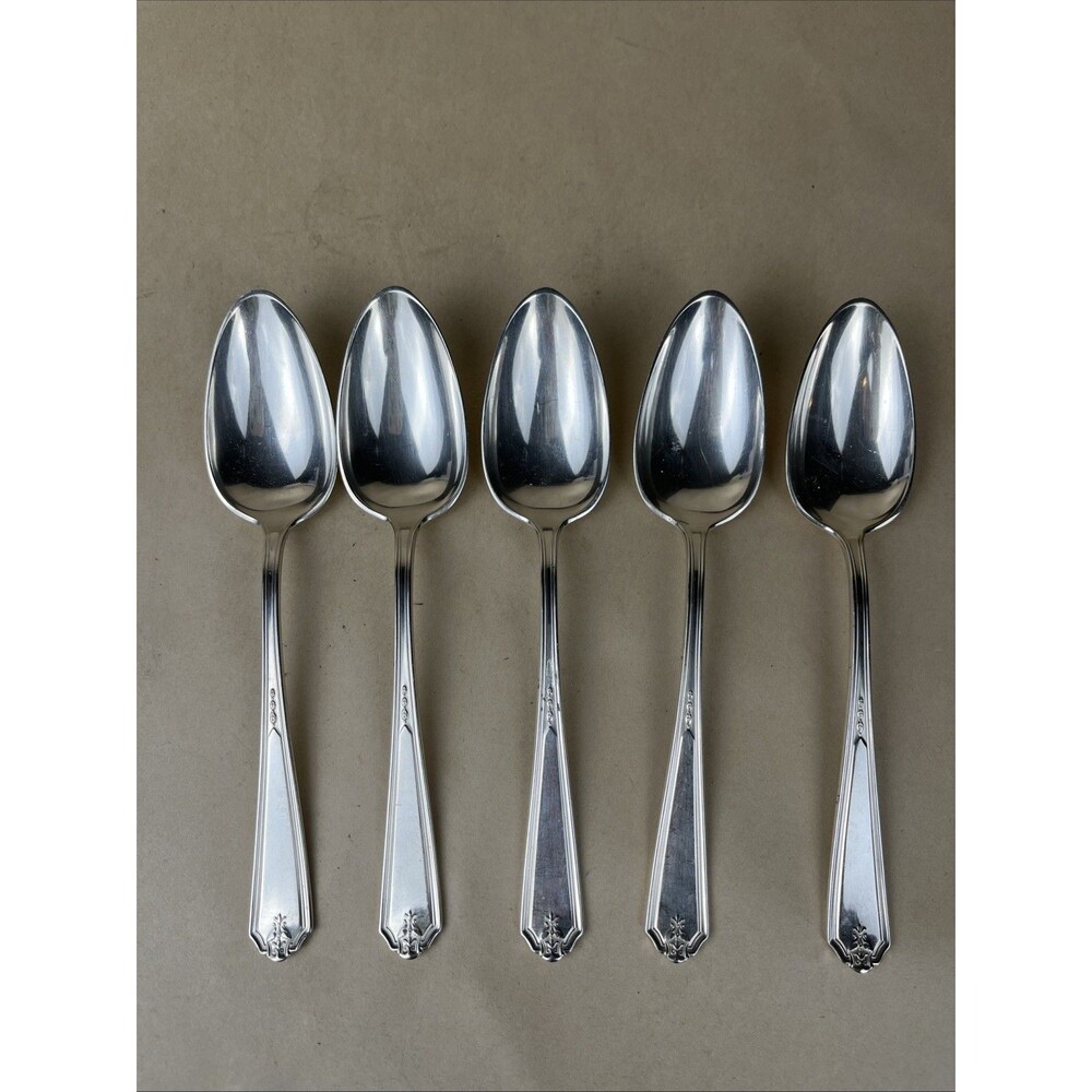 5 Gorham Vanity Fair EP Pat 1923 S Oval Spoon Silver Plate Flatware‎ 7 1/8” EUC